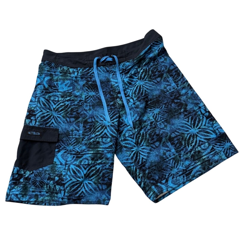 Crazy Shirts Hawaii Mens Blue Tropical Floral Board Shorts Size 36 2005913